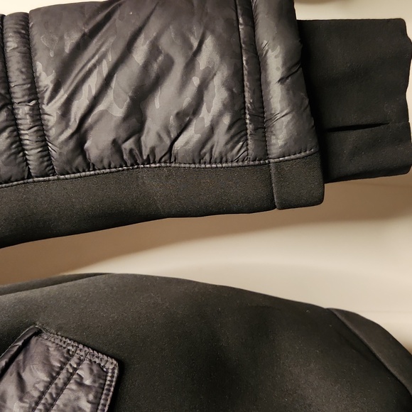 Michael Kors Black Camo Embossed Long Puffer Coat. Parka Faux Fur - Picture 4 of 13